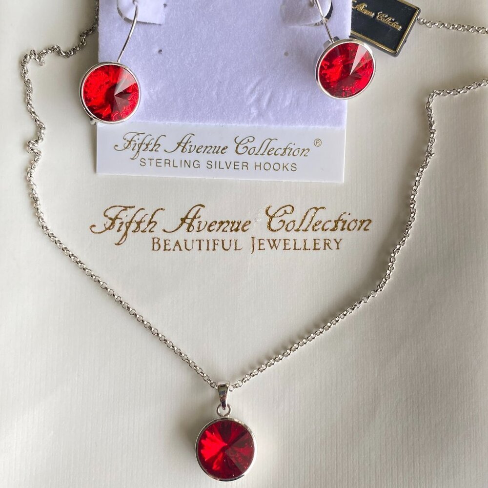 Butler Multifaceted Red Crystals Necklace & Earrings Set​​​